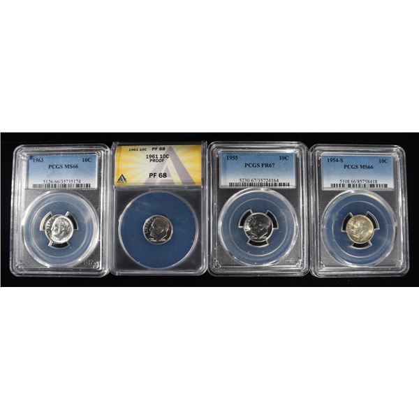 (4) GRADED ROOSEVELT DIMES