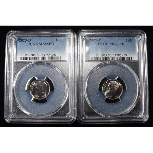 2025-P & D ROOSEVELT DIMES PCGS MS66 FB