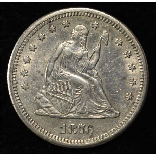 1876-S LIBERTY SEATED QUARTER CH AU