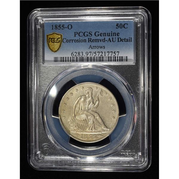 1855-O LIBERTY SEATED HALF DOLLAR PCGS GENUINE