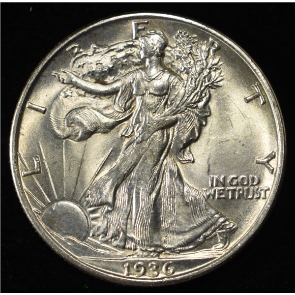 1936-D WALKING LIBERTY HALF DOLLAR CH TO GEM BU