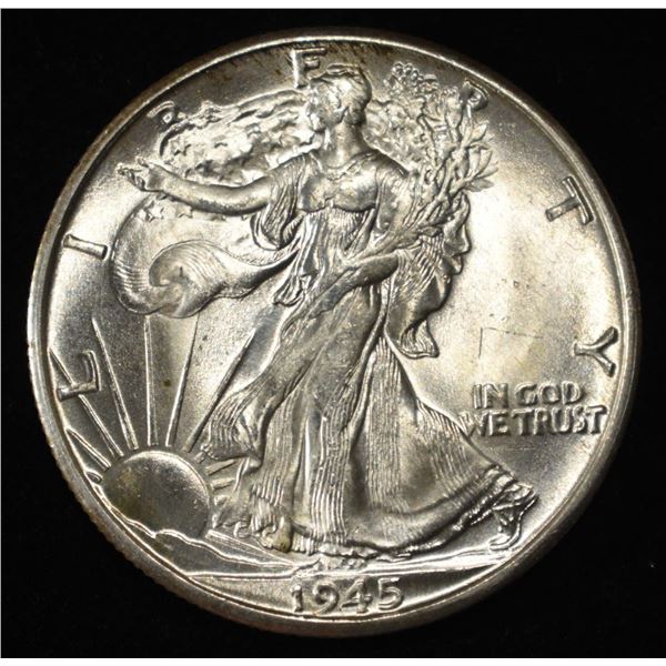 1945-D WALKING LIBERTY HALF DOLLAR GEM BU