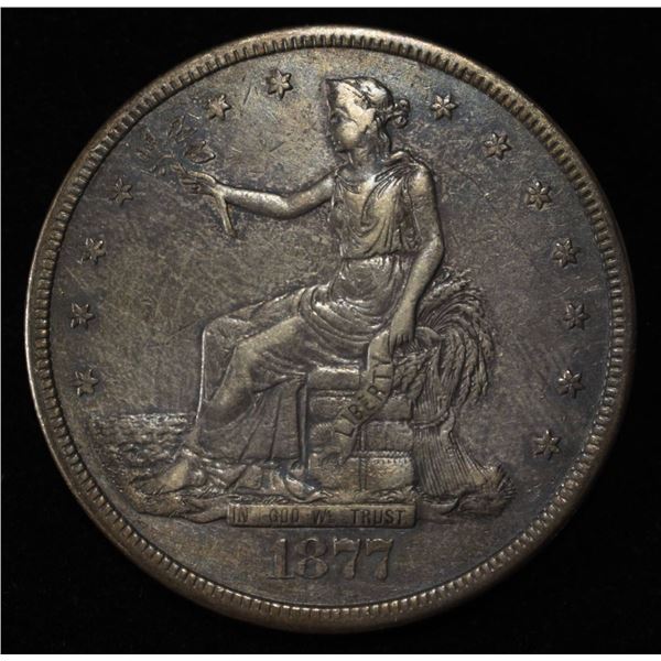 1877-S TRADE DOLLAR LOVELY ORIG AU/UNC