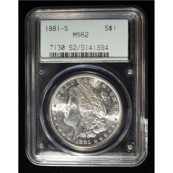 1881-S MORGAN DOLLAR PCGS MS-62 OLD GREEN HOLDER