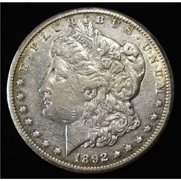 1892-CC MORGAN DOLLAR NICE AU SOME OLD CLEANING