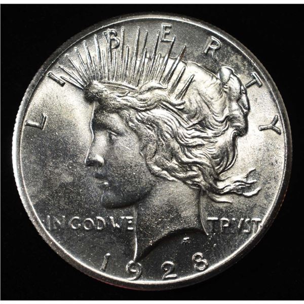 1928 PEACE DOLLAR CH BU NEAR GEM