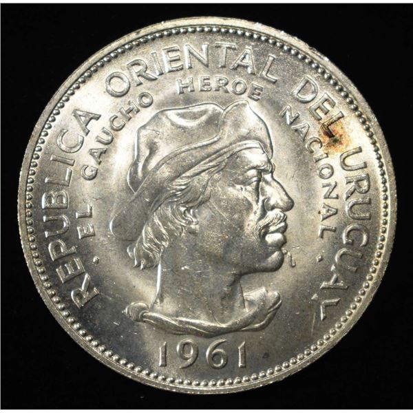 1961 10 PESOS URUGUAY GEM PROOF