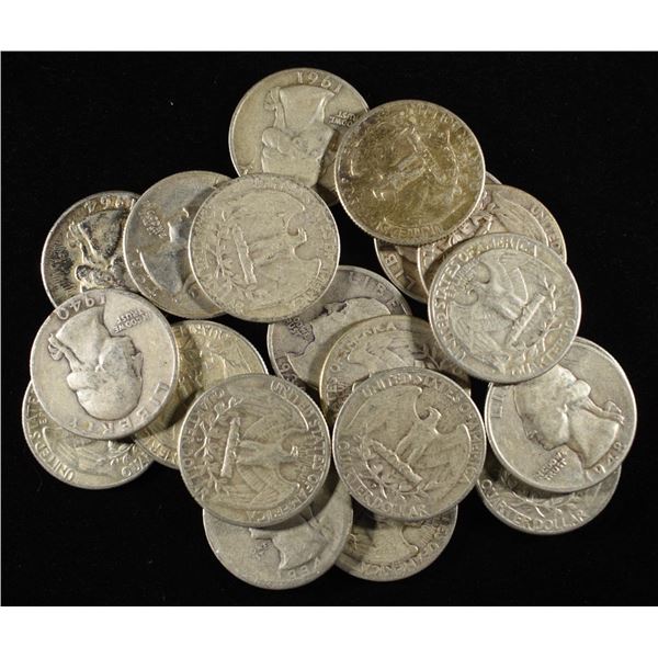 (20) 90% SILVER WASHINGTON QUARTERS