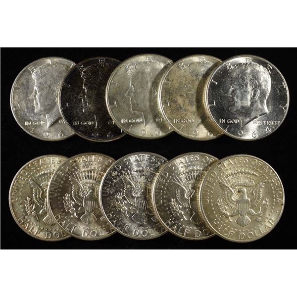 (10) 90% SILVER KENNEDY HALF DOLLARS