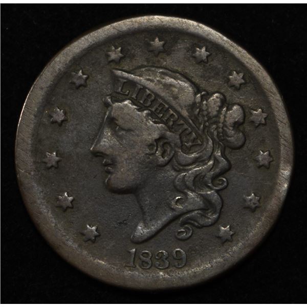 1839 SILLY HEAD LARGE CENT FINE
