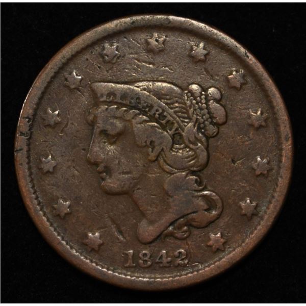 1842 SMALL DATE LARGE CENT VF