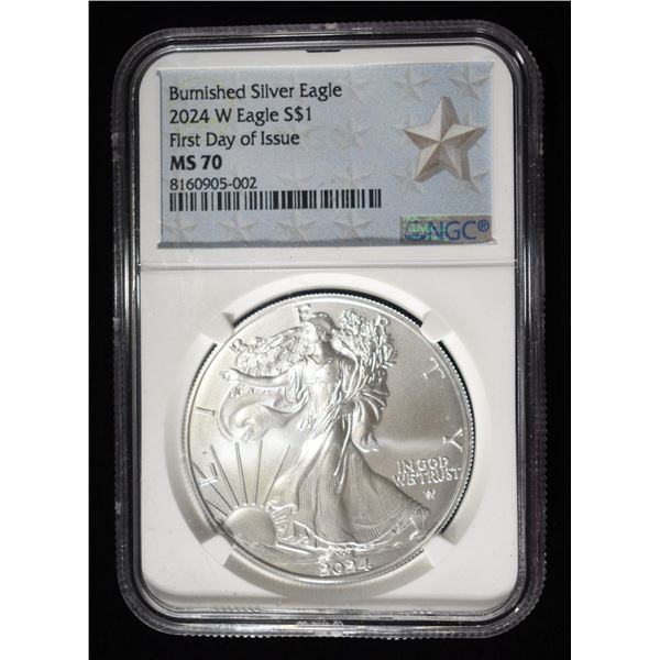 2024-W AMERICAN SILVER EAGLE NGC MS70 BURNISHED