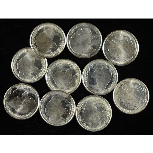 (10) 1/10TH OZ .999 SILVER ROUNDS