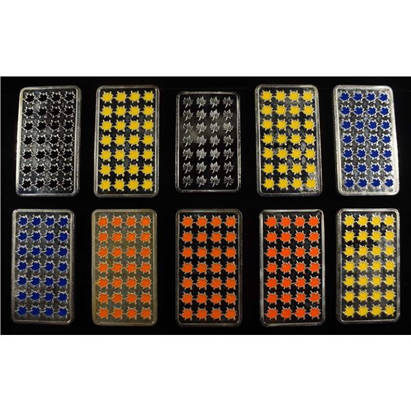 (10) 100 MILS (PLATED) 1 TROY OZ .999 SILVER BARS