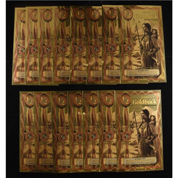 (15) $1/2 GOLDBACKS 1/2000TH TROY OZ 24K GOLD