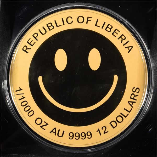 2026 REP OF LIBERIA SMILEY 1/1000TH OZ .9999 GOLD