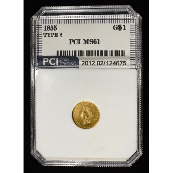 1855 $1 GOLD TYPE-2 PCI BU