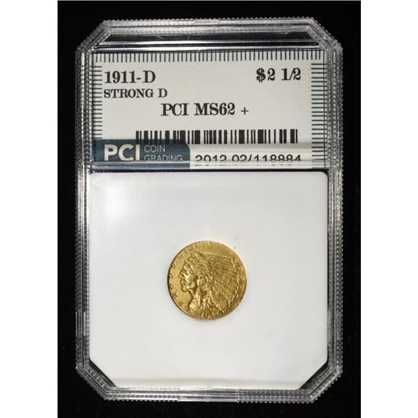 1911-D $2.50 INDIAN GOLD PCI STRONG D BU