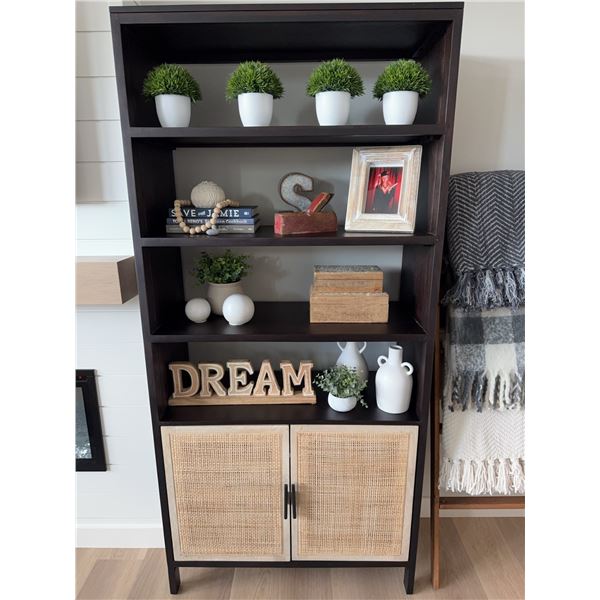 Dark Wood Open Shelf Cabinet, 900$ CAD Retail