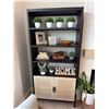 Image 1 : Dark Wood Bookcase with Woven Panel Doors, 36"W x 72"H x 16"D