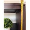Image 4 : Dark Wood Bookcase with Woven Panel Doors, 36"W x 72"H x 16"D