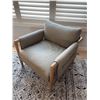 Image 1 : Contemporary Wood and Fabric Lounge Chair 35x36x33 Inches