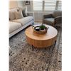 Image 6 : Round Oak Coffee Table with Black Metal Legs
