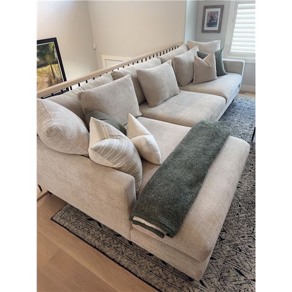Urban Barn Sectional Sofa, Textured Beige Upholstery