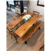 Image 18 : Live Edge Wood And Resin Dining Table Set With Four Chairs And Bench