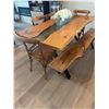 Image 1 : Live Edge Wood And Resin Dining Table Set With Four Chairs And Bench