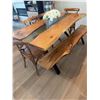Image 2 : Live Edge Wood And Resin Dining Table Set With Four Chairs And Bench