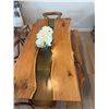 Image 4 : Live Edge Wood And Resin Dining Table Set With Four Chairs And Bench