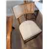 Image 1 : Wood and Cane Bar Stool with Upholstered Seat