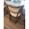 Image 3 : Wood and Cane Bar Stool with Upholstered Seat