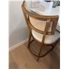 Image 1 : Wood and Cane Bar Stool with Beige Cushion