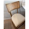 Image 2 : Wood and Cane Bar Stool with Beige Cushion