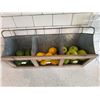 Image 1 : Metal and Wood 3-Section Wall-Mounted Produce Organizer