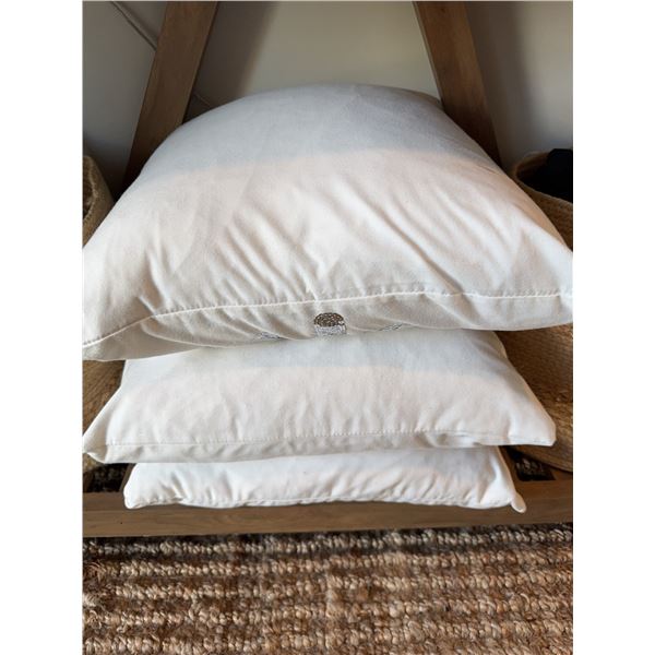 Three White Square Throw Pillows