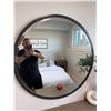 Image 1 : Round Wall Mirror with Black Metal Frame, 36-Inch Diameter
