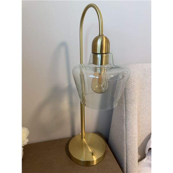 Brushed Gold Table Lamp with Clear Glass Shade