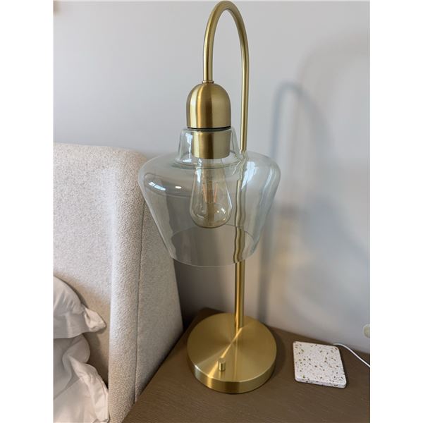 Brass Table Lamp With Glass Shade, 26" Height