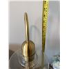 Image 3 : Brass Table Lamp With Glass Shade, 26" Height