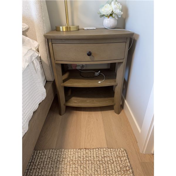 Wood Nightstand with Single Drawer and Two Shelves