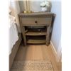 Image 1 : Wood Nightstand with Single Drawer and Two Shelves