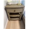 Image 1 : Wood Nightstand With Drawer and Curved Shelves