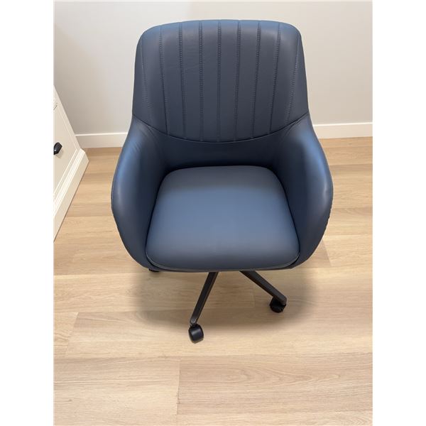 Modern Grey Faux Leather Swivel Office Chair with Casters