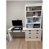 Image 1 : White Desk and Bookshelf Set With Drawers and Decorations