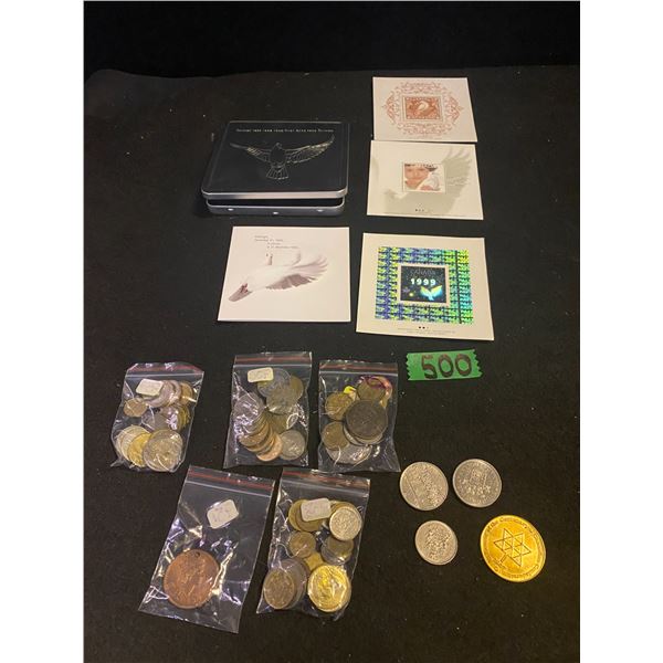 Collection of stamps and coins