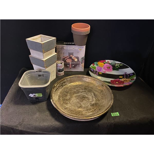 Lot of planters, serving dishes and more