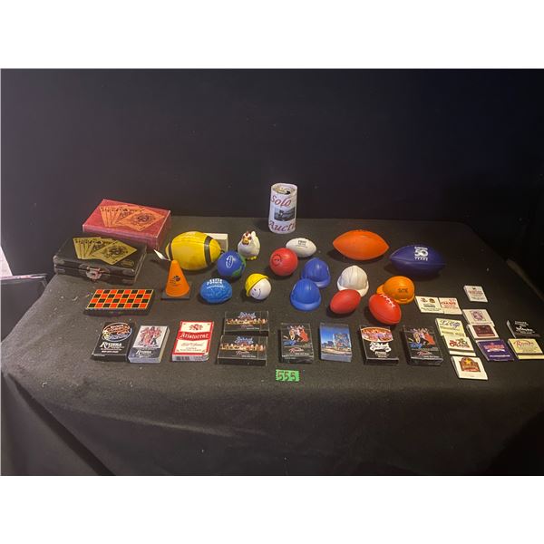 Travel games, playing cards, match books and more